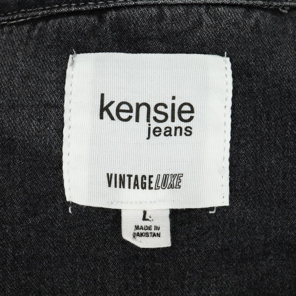 Kensie Jeans Jacket Womens Large Gray Cotton Denim Luxe Raw Hems Vintage - Picture 3 of 16